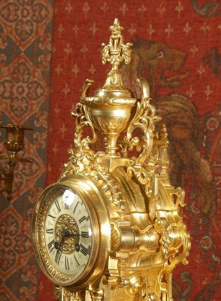 fig 4. ***** SOLD ***** Antique French Gothic Clock Set by A. D. Mougin